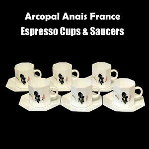 Vintage Arcopal Anais France Glass Espresso Cups and Saucers